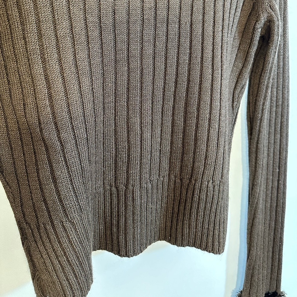 52 Weekends Sweater Cardigan Womens Size L Knit Fury Trim Collar Sleeve Stretchy - Picture 10 of 13